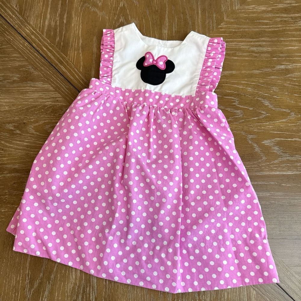Disney Pink Polka Dot Minnie Dress with White Collar